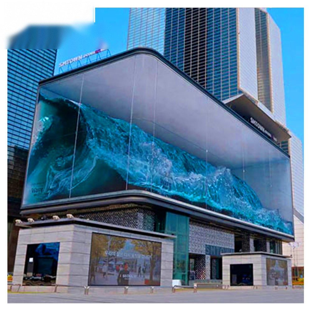 Naked-eye 3D LED billboard on a shopping mall facade